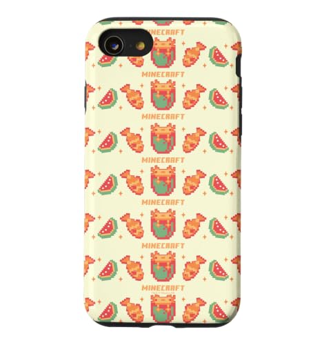 Minecraft Pixelated Axolotl Fish & Watermelon Retro Logo �X�}�z�P�[�X iPhone SE (2020) / 7 / 8 �p