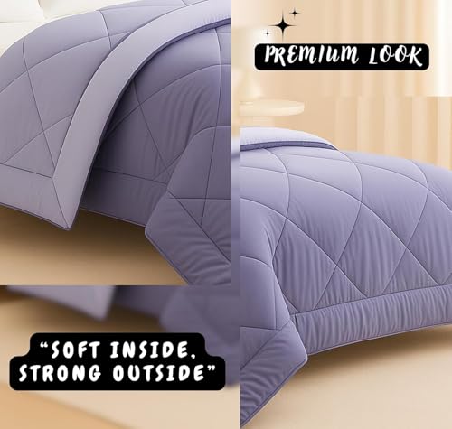 Image of VAS COLLECTIONS Double Size Reversible Comforter 320 GSM (90 x 100 Inches), Soft Microfiber AC Quilt, Thick & Warm All Season Blanket - Lavender