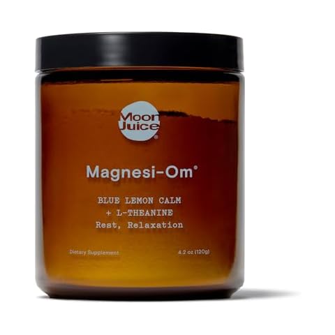 Moon Juice - Magnesi-Om, Blue Lemon - Jar (30 Servings) - Brain Health & Rest - Magnesium Powder - L-Theanine - Regularity - Glass Bottle - 3rd Party Tested - 100% Traceable - Vegan & Non GMO - 4.2oz Cover