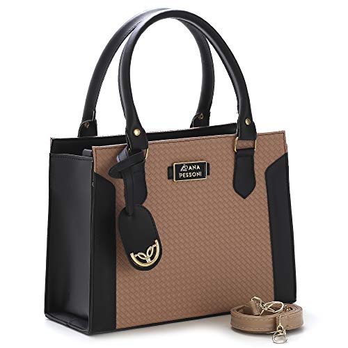 Kit Bolsa Tricê Bicolor com Carteira Feminina Ana Pessoni (Nude-Preto)