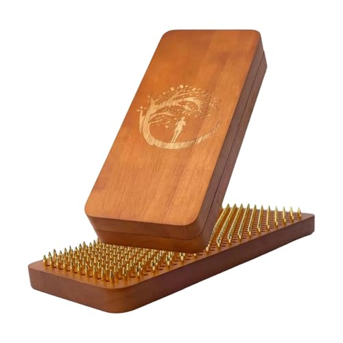 PawwJoy 2 tablas de acupresión de madera para masaje de tejidos profundos y meditación, tabla de masaje de pies de 12.6 x 5.1 x 1.57 pulgadas con clavos de cobre para alivio del dolor y relajación