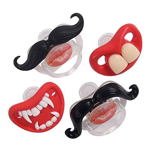 YAPROMO Funny Toddler Orthodontic Mustache Pacifiers for Babies, BPA Free, Latex Free-4 Pack