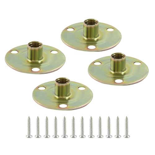 Biaungdo Furniture Leg Mounting Plates, 4 Sets 5/16 Attachment Plates With Hanger Bolts Screws For Furniture Sofa Cabinet Chair Couch Seats Strengthen Weak Furniture Feet Repair Plates(5/16X37X2.5Mm)