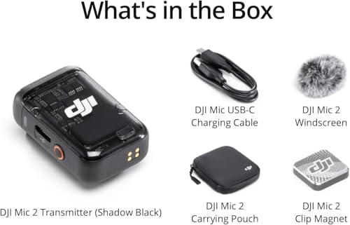 DJI Mic 2 Transmitter (Shadow Black), Wireless Microphone with Intelligent Noise Cancelling, 14-Hour Internal Recording, 6-Hour Battery, Magnetic Attachment, Bluetooth Microphone, YouTube, Vlogs image 6