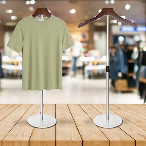 KoreTech 2 Pack Shirt Display Stand 35" Height Adjustable Shoulder Stand Shirt Rack, T Shirt Display Stand for Shops, Steaming Clothes Holder, Silver