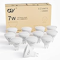 GY MR16 Bombilla LED 12V, 7W 630LM (equivalente a 60W Halógena) 4000K Blanco Neutro, ángulo de haz de 120°, No Regulable, Bombilla LED GU5.3 Pack de 12
