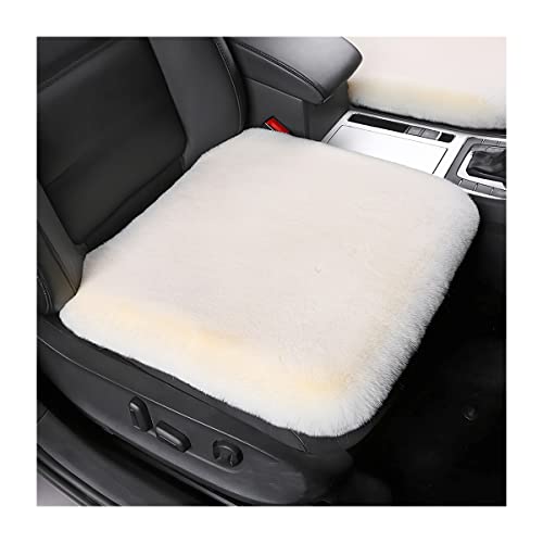 2Pack Car Front Seat Cushion, Soft Warm Faux Rabbit Fur Winter Auto Seat Cover, Fluffy Plush Vehicle Seat Protector Pad with Non-Slip Backing, Car Accessories for Home and Office Chair (Beige)