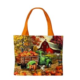 Briarwood Lane Fall Tote Bag 15" x 14" x 7" Autumn Farm For Fall Tote