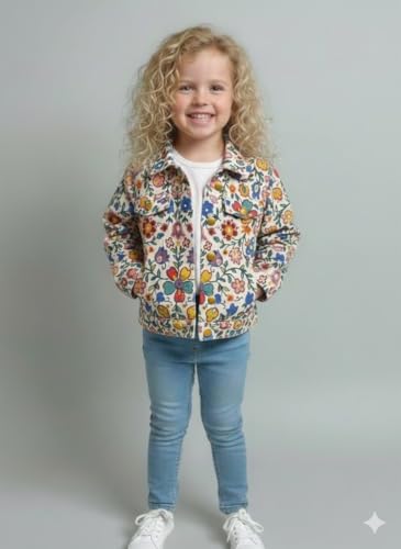 Image of A.T.U.N. (ALL THINGS UBER NICE) Trendy Girls Denim Jacket | Casual Outerwear with Full Button Front, Smart Collar & Pockets | Stylish Casual Kids Jacket for Everyday, Travel, Party & Daily Style