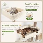 Globlazer Cat Tree Tower with 2 Cat Condos for Multiple Indoor Cats, 52in Multi-Level Plush Cat Condo Tower with 5 Sisal Scratching Posts, 2 Padded Perches, Big Basket, Widened Base, S52, Light Grey