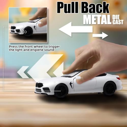 Image of Exclusive Alloy Metal Pull Back Die-Cast Car Diecast Metal Pullback Toy Car with Openable 6 Doors,Light Music Boys Gifts Toys (1:32 B-M-W M8 - Black 1 Color)