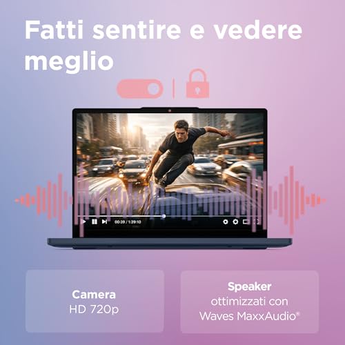 Lenovo Chromebook 14" Notebook IPS WUXGA (1920x1200), 64GB SSD, 4GB RAM, Wi-Fi6E, ChromeOS, MediaTek Kompanio 540 - Laptop Leggero per Studio, Streaming e Uso Quotidiano - Immagine 5