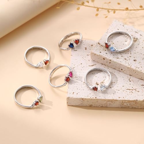 Dainty Promise Rings for Her 2 Birthstone Adjustable Rings for Women Sister Anniversary Birthday Gifts for Women Jewelry Mothers Day Ring Gifts Valentine's Gift for Her Fashion Trendy4