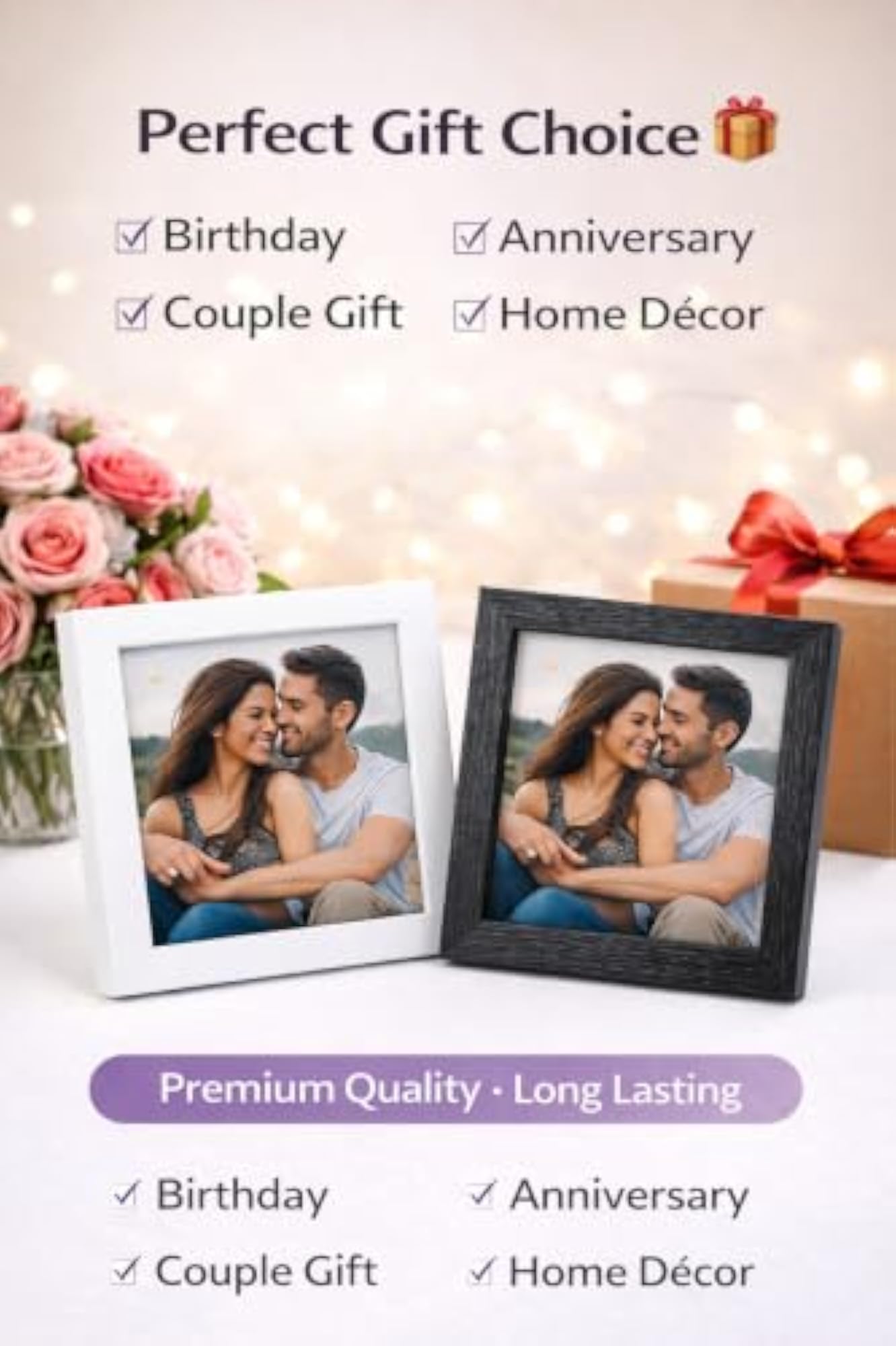 Personalized 4x4 Square Photo Frame Pack of 2