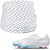 UamGlsob 4MM Soccer Shoelaces for Mercurial Vapor/Superfly Shoes, Lightweight No-Fray Polyester Replacement Football Laces (White+Black Spot, 54'/140cm)