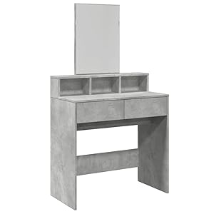 vidaXL Tocador con Espejo Gris hormigón 80x41x144,5 cm, Mesa tocador, tocador, tocador de Dormitorio, Mesa de Maquillaje, Escritorio de Maquillaje