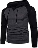 QPNGRP Mens Raglan Long Sleeve Pullover Hoodie Shirt B03 Darkgray Medium
