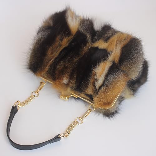 Luxurious Fashion Natural Fox Fur with Hair Handbag for Women and Ladies4