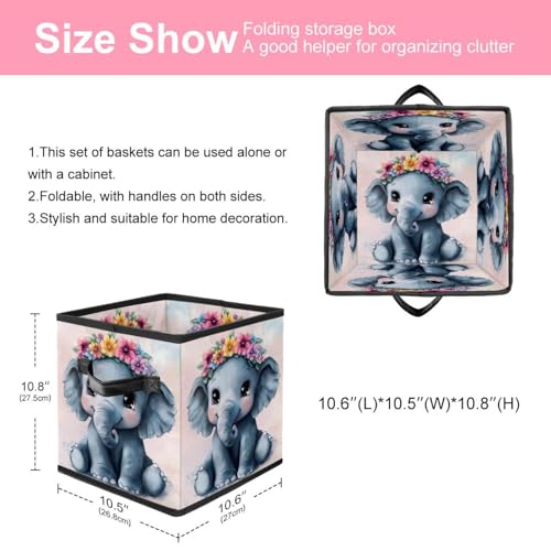 Boîte de rangement éléphant grand cube pliable avec double poignées