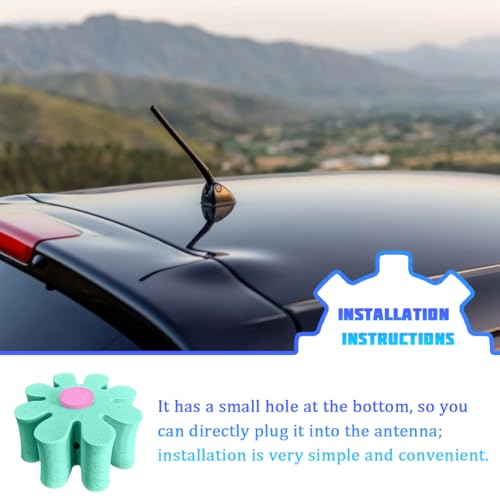 FALVFUN Daisy Car Antenna Topper, 2PCS EVA Foam Cute Flower Vehicle Mirror Dangler Antenna Aerial Ball, Funny Automotive Lovely Roof Toppers Decoration, Universal for SUV Automobile Lorry (Green) - Thumbnail 4