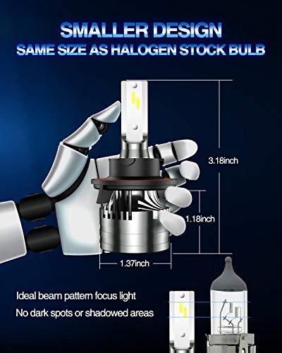 Marsauto H13/9008 Led Bulbs, 16000Lm 6500K Crisp White, Highly Focused Beam, Super Bright Led Light Bulb Kit, 10 Min Installation, Pack Of 2 #TOP3