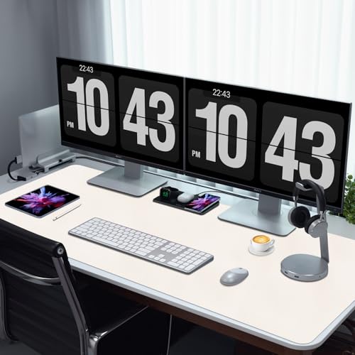 Tapis de bureau grande taille pour ordinateur clavier souris blanc - 5