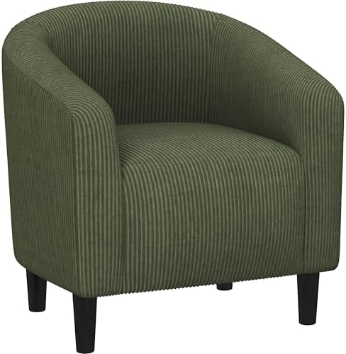 Yaheetech Accent Barrel Chair, Corduroy Fabric Club Chair, Furry ...