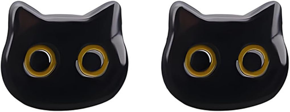 Dreuyet Black Cat Head Stud Earrings with Yellow Eyes Cute Tiny Small Kitten Halloween Animal Tragus Cartilage Post Earring Statement Jewelry for Women