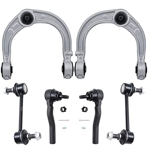 Image of Detroit Axle - RWD Front End Control Arms Kit for 03-07 Cadillac CTS, 2 Upper Control Arms & Ball Joint 2 Outer Tie Rod Ends 2 Stabilizer Sway Bars 2003 2004 2005 2006 2007 Replacement - 6pc Set