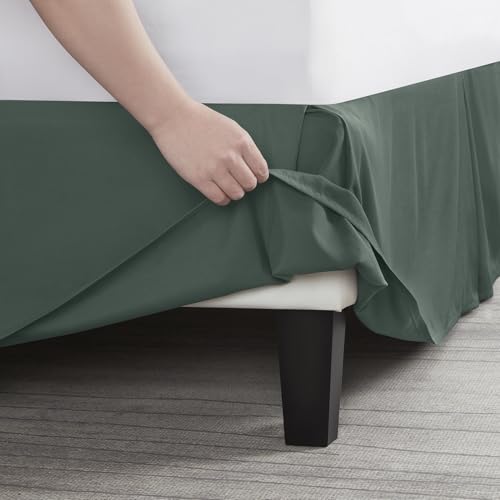 Image of Nestl Forest Green Full Bed Skirt - Full Size Bed Skirt 14 Inch Drop - Brushed Microfiber Bed Skirts - Hotel Quality Pleated Bed Skirt - Shrinkage & Fade Resistant