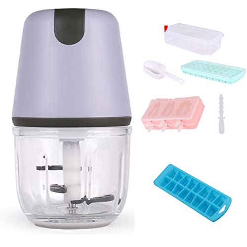TYNZLM Elektrische Ice Crusher Shaver Schnee-Kegel-Maschine Eisrasierer Mit DREI Klingen Zweistufige Einstellung USB-Aufladung Für Gekühlte Cocktails Und Getränke Im Heißen Sommer,Purple Cover