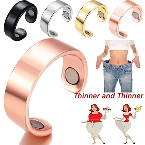 خاتم مغناطيسي علاجي للتصريف اللمفاوي للتحكم في نسبة الجلوكوز الدم قابل للتعديل السكر علاج من التيتانيوم الانيق قطعتين فضي × 2