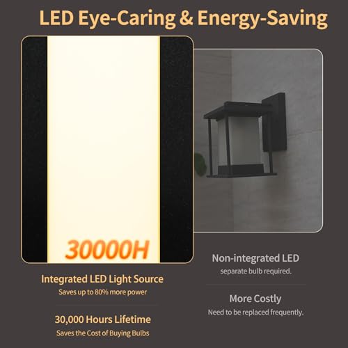 Image of Aluminum Modern LED Wall sconces 2 Pack, 24.4 inch Matte Black Waterproof Wall Lights with 28W LED Light Source for Indoor,Outdoor,Living Room,Bedroom,Garage,Porch,Hallway