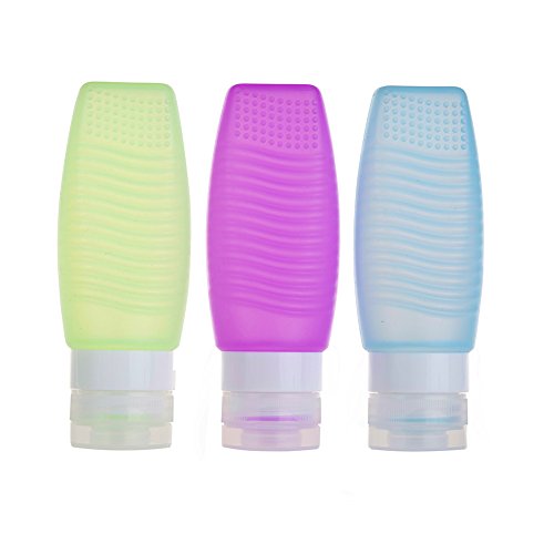 Sinide Silicone Travel Containers 78ML (3 Pack) - Empty Refillable Portable Bottles Leak Proof - TSA Airline Approved for Shampoo, Conditioner, Lotion, Toiletries - Squeeze Cosmetic Containers
