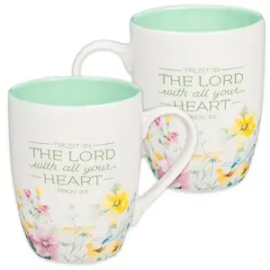 Christian Art Gifts Inspirational Ceramic Coffee & Tea Scripture Mug for Women: Trust in the Lord Encouraging Bible Verse, Microwave & Dishwasher Safe Lead-free, Multicolor Floral, Light Green, 12 oz.