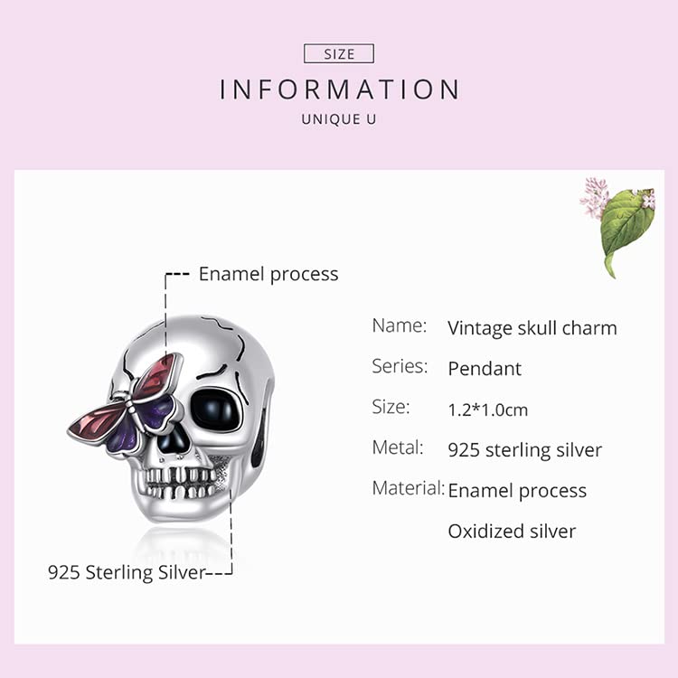 Cuentas de plata de ley 925 de calavera oscura como regalo de Halloween 2