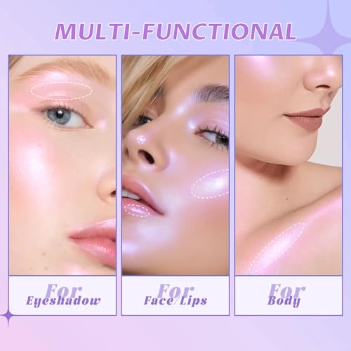BelleFlair Paleta de Sombras de Ojos de 4 Colores con Brillo, Sombras Holográficas Multicromáticas con Acabado Brillante, Polvos Iridiscentes como Iluminador Facial, Sombra de Ojos Metálica con - imagen 6