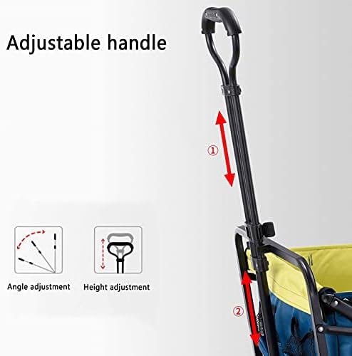 Pull Along cart Outdoor Folding Utility Wagon Heavy Garden Transporter Folding Camping Trailer Portable Shopping Cart Adjustable Handle Sturdy and Durable can Load 80kg/176lbs (Style 1)