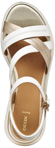 Geox Damskie sandały D ELOWYNNE A Wedge, białe/LT Gold, 40 EU