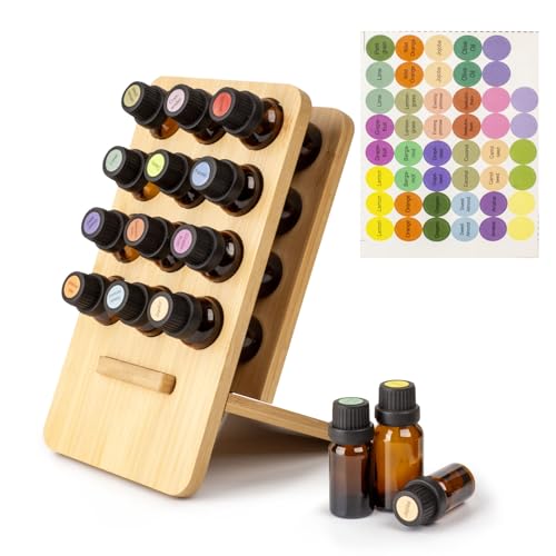 Guolich Caja de Almacenamiento para Aceites Esenciales de Bambú,Organizador de 9 Ranuras,Soporte para Aceites Esenciales y Aceites Aromáticos,para Botellas de 15 ml, Colección de Esmaltes de Uñas