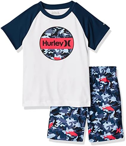 Hurley baby boys Swim Suit 2-piece Set Board Shorts, Blue/Shark Bait, 7 US