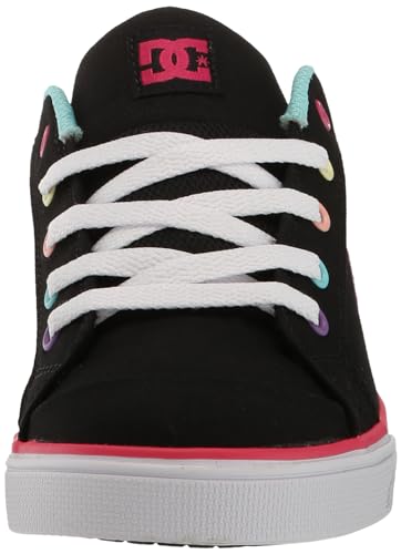 DC Girls Unisex-Child Chelsea Low Skate Shoe, Black/Multi Stripe, 12 Little Kid2
