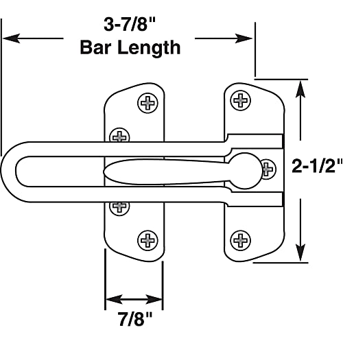 Prime-Line U 10309 Swing Bar Lock for Hinged Swing-In Doors – Secondary Security Lock for Door and Security, 3-7/8 In. Bar Length, Diecast Zinc Construction, Classic Bronze Finish (Single Pack) by PRIME-LINE - Image 2