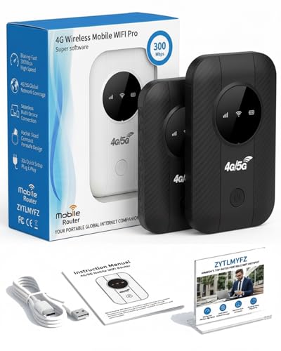 Ultra Link Pocket WiFi Satellite Internet Free in Your Porter Unlimited High Speed Smart Router Mobile Hotspot for International Travel up to 10 Devices(Black 2pcs)