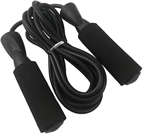 Jump Rope - Best for Speed Jumping, Double Unders, WOD, MMA, Boxing, Skipping Workout, Fitness Exercise Training - Adjustable Length (Black) (Dark Black)