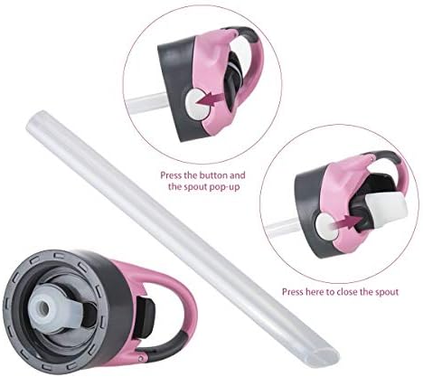 mountop Kids Water Bottle with Straw Lid and Handle, Easy Use for Girls and Boys, BPA-Free Pink