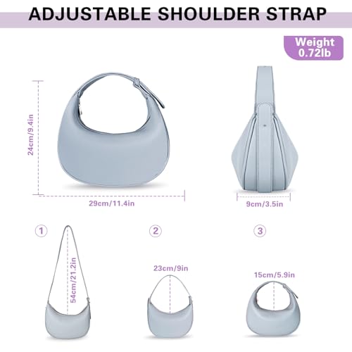Image of Crescent Bags for Women Vegan Leather Crossbody Hobo Purse Trendy Shoulder Underarm Handbag with Adjustable Strap(Blue)