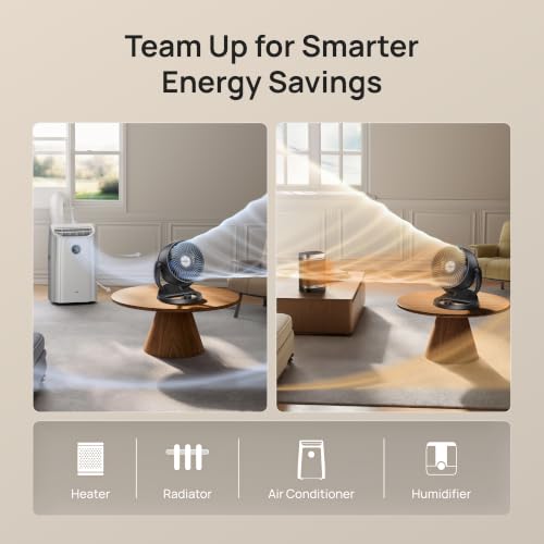 DREO 12 inch Table Fans for Home, Whole Room Air Circulator Fan, 70ft Powerful Airflow, 120° Adjustable Tilt, 28db Low Noise, 3 Speeds, Quiet TurboPoly™ Desk Fan for Bedroom, Office by DREO - Used condition - Image 6