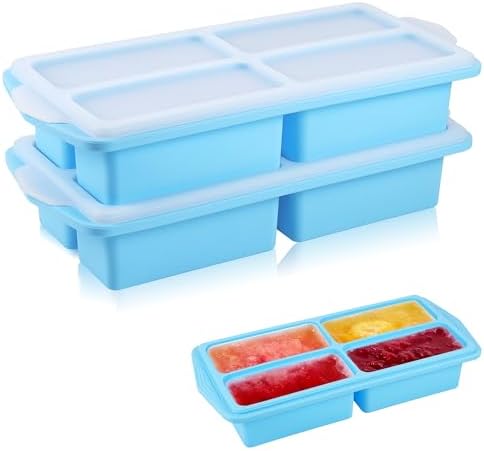 2 Pack Bandejas de Silicona para Congelar con Tapa, Bandeja Cubit...