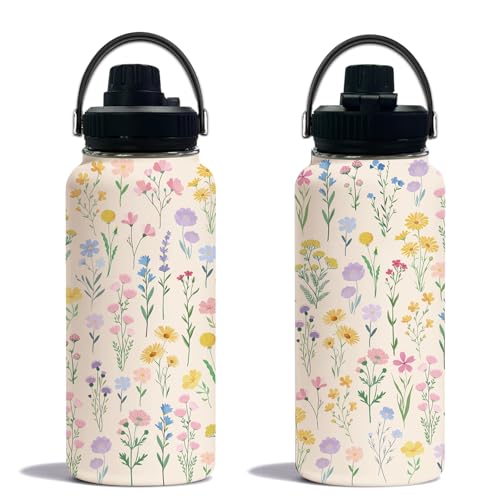 32 oz Water Bottle for Women, Floral Insulated Water Bottle (1pcs)
